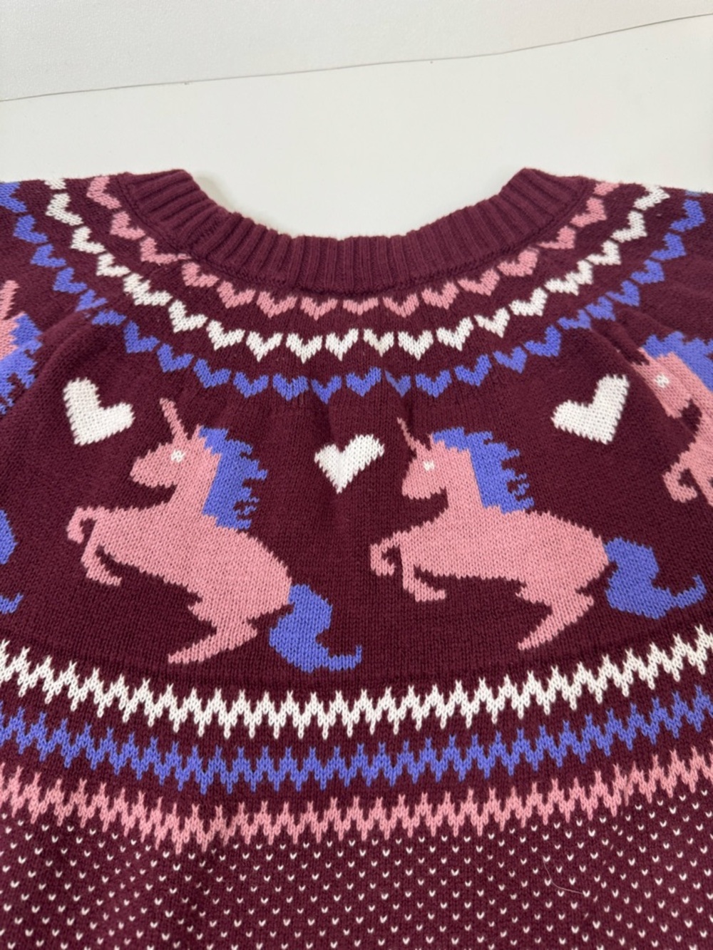 Modcloth Unicorn Hearts Fairisle 100% Cotton Whimsical Sweater Size Large - Picture 12 of 12